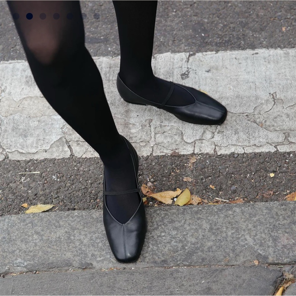 Margaux Phoebe black leather Mary Jane flats